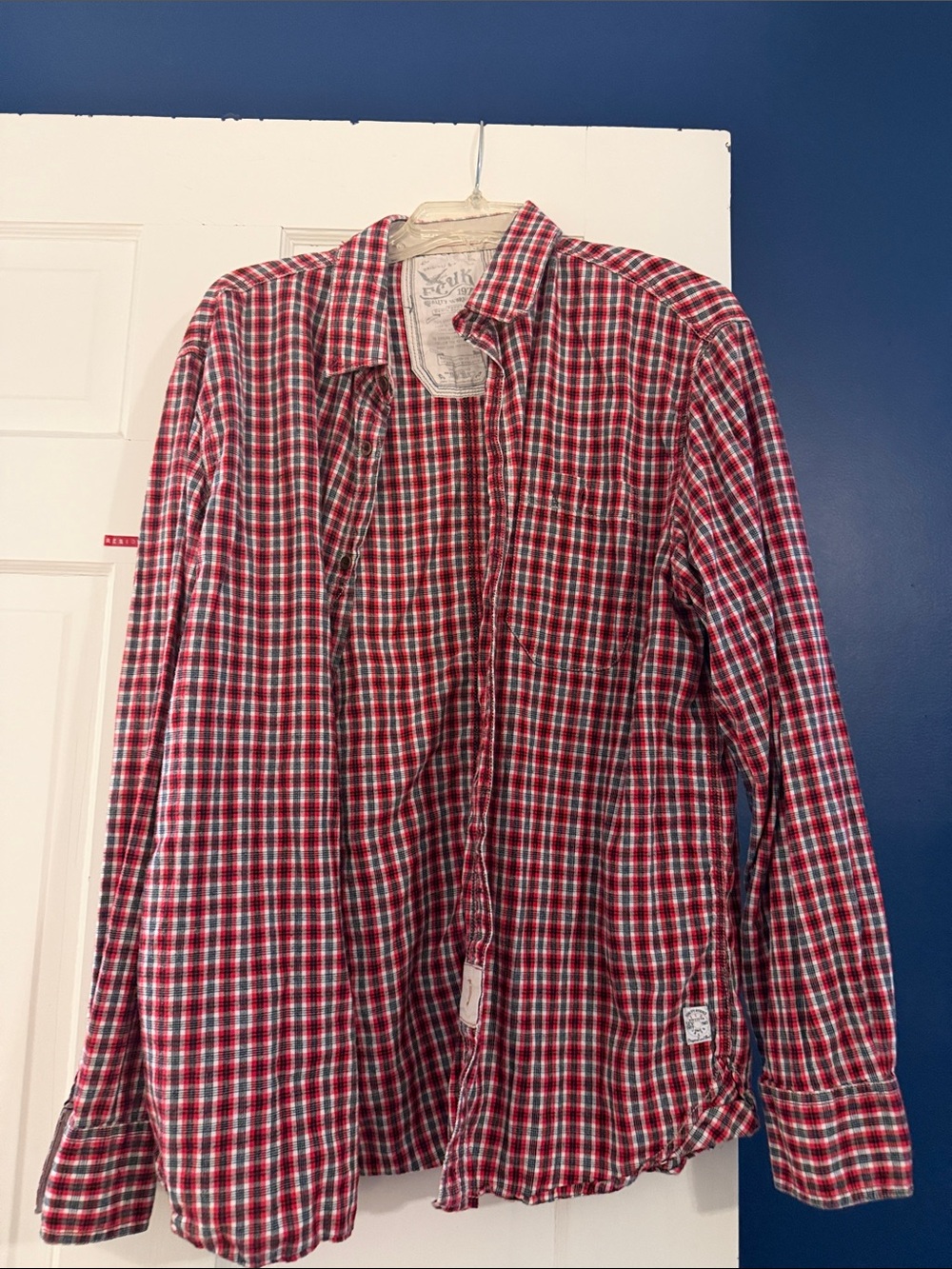 Fcuk brand Red and Black Plaid Button-Up Shirt